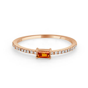 14k Gold & Birthstone Baguette Stackable Ring