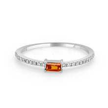 Load image into Gallery viewer, 14k Gold &amp; Birthstone Baguette Stackable Ring