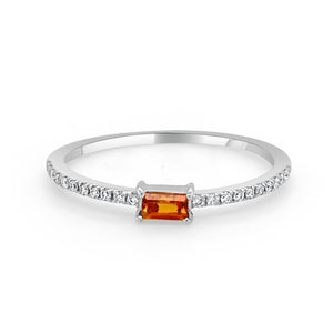 14k Gold & Birthstone Baguette Stackable Ring