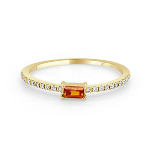 14k Gold & Birthstone Baguette Stackable Ring