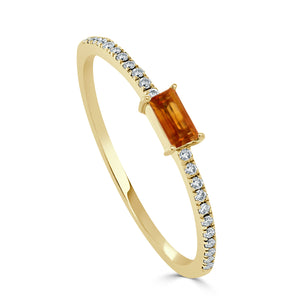 14k Gold & Birthstone Baguette Stackable Ring