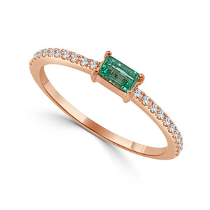 14k Gold & Birthstone Baguette Stackable Ring