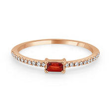 Load image into Gallery viewer, 14k Gold &amp; Birthstone Baguette Stackable Ring