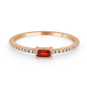 14k Gold & Birthstone Baguette Stackable Ring