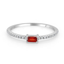 Load image into Gallery viewer, 14k Gold &amp; Birthstone Baguette Stackable Ring