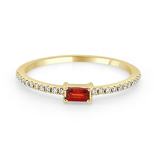 14k Gold & Birthstone Baguette Stackable Ring