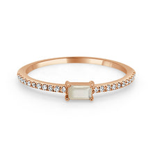 Load image into Gallery viewer, 14k Gold &amp; Birthstone Baguette Stackable Ring