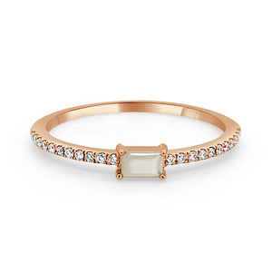 14k Gold & Birthstone Baguette Stackable Ring