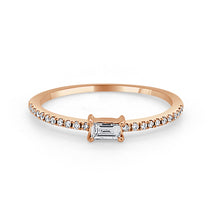 Load image into Gallery viewer, 14k Gold &amp; Birthstone Baguette Stackable Ring