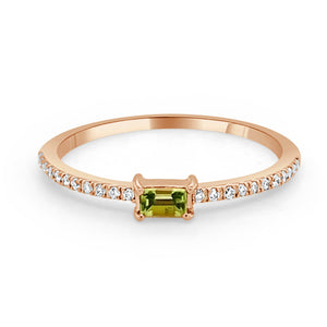 14k Gold & Birthstone Baguette Stackable Ring