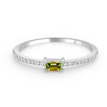 Load image into Gallery viewer, 14k Gold &amp; Birthstone Baguette Stackable Ring