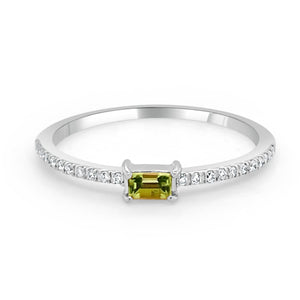 14k Gold & Birthstone Baguette Stackable Ring