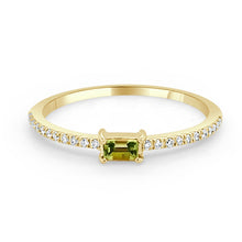 Load image into Gallery viewer, 14k Gold &amp; Birthstone Baguette Stackable Ring