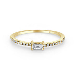 14k Gold & Birthstone Baguette Stackable Ring