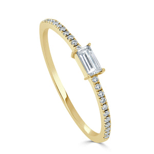 14k Gold & Birthstone Baguette Stackable Ring