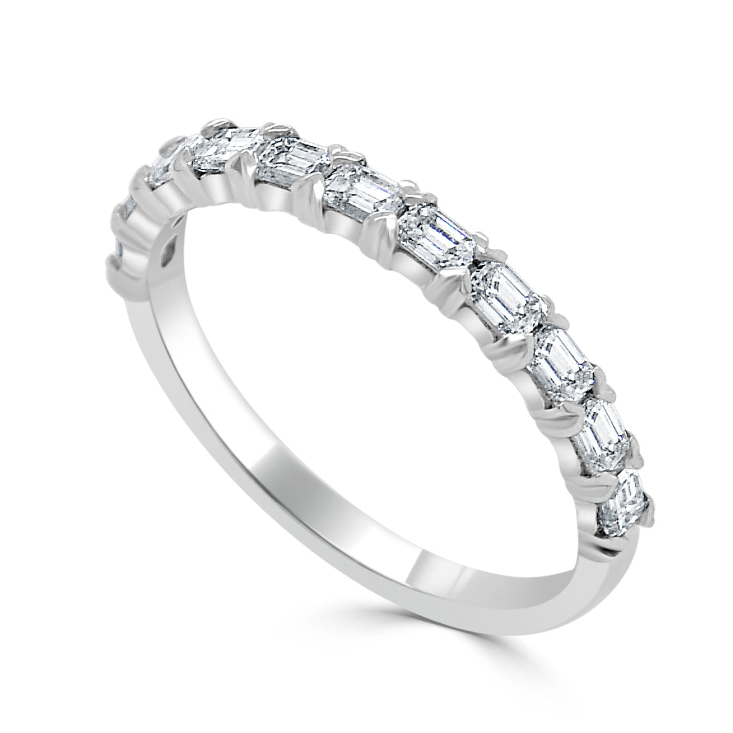14k Gold & Emerald-Cut Diamond Stackable Ring
