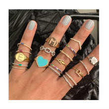 Load image into Gallery viewer, 14k Gold &amp; Diamond Initial Signet Ring