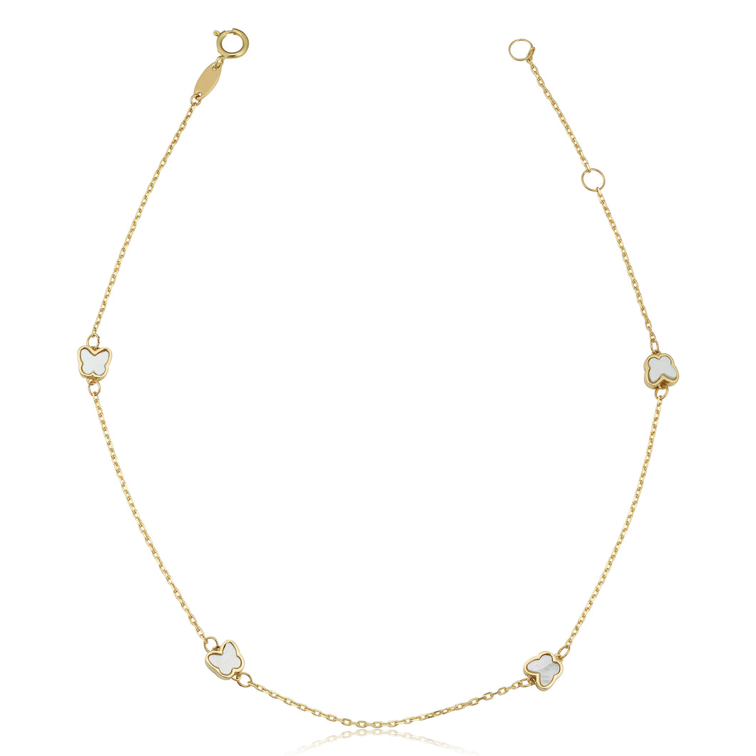14k Gold & Pearl Butterfly Station Anklet