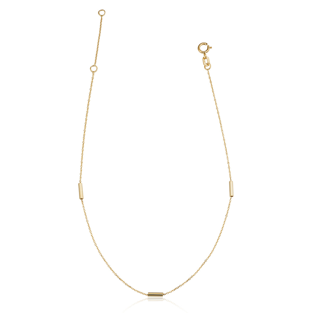 14k Gold Tube Station Anklet