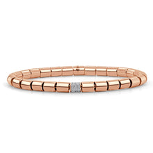 Load image into Gallery viewer, 14k Gold Solid Barrel Bead Stretch Diamond Bangle - 5mm