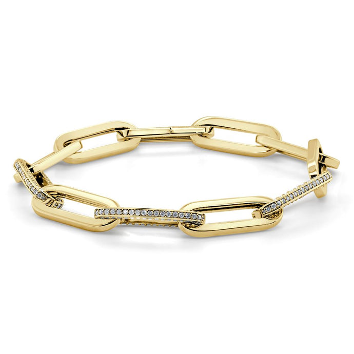 14K Gold & Diamond Paperclip Bracelet