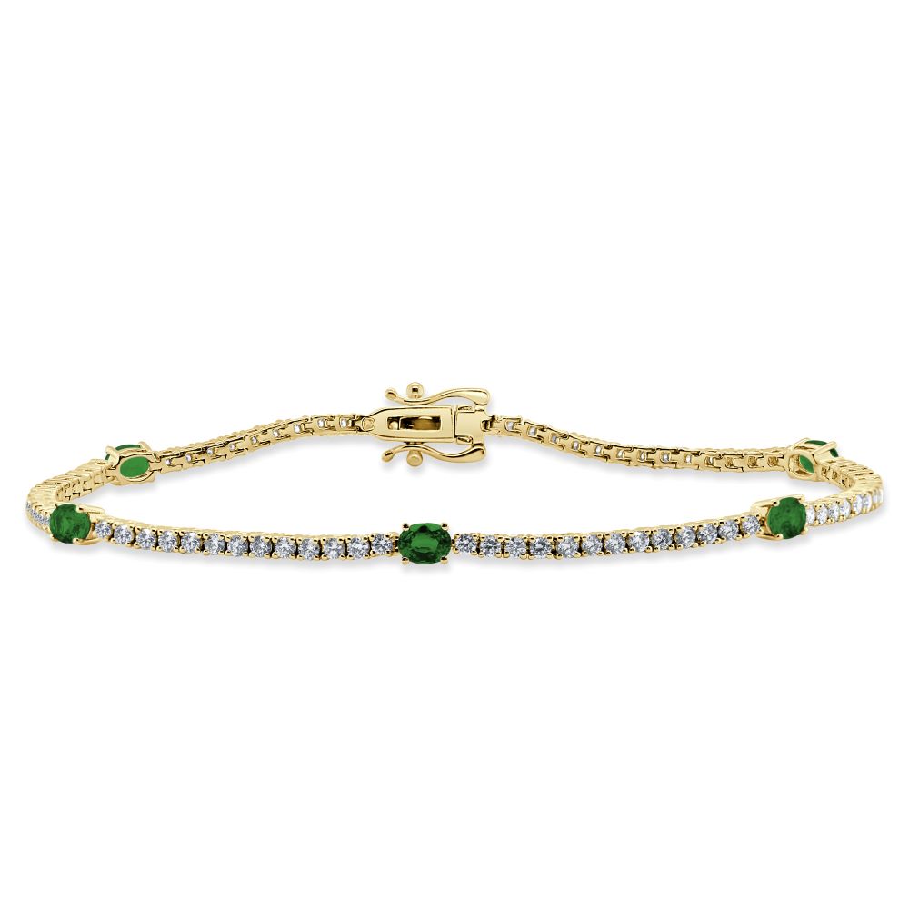 14K Gold Diamond & Emerald Bracelet