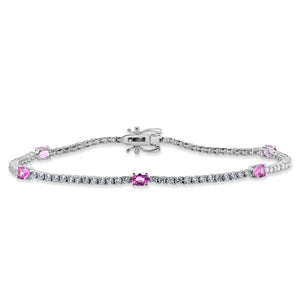 14k Gold Diamond & Pink Sapphire Bracelet