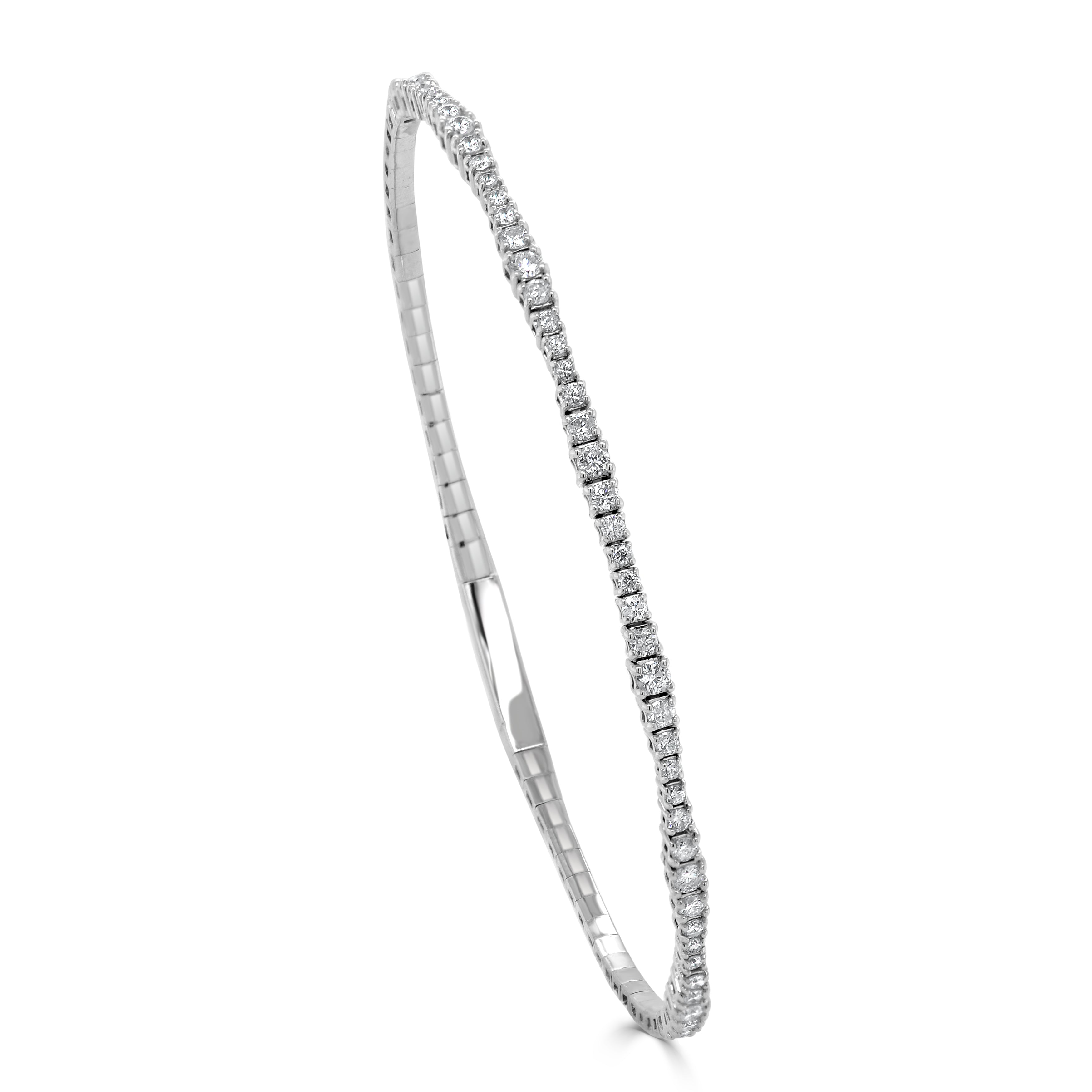 14k Gold & Diamond Flexible Bangle - 0.95ct