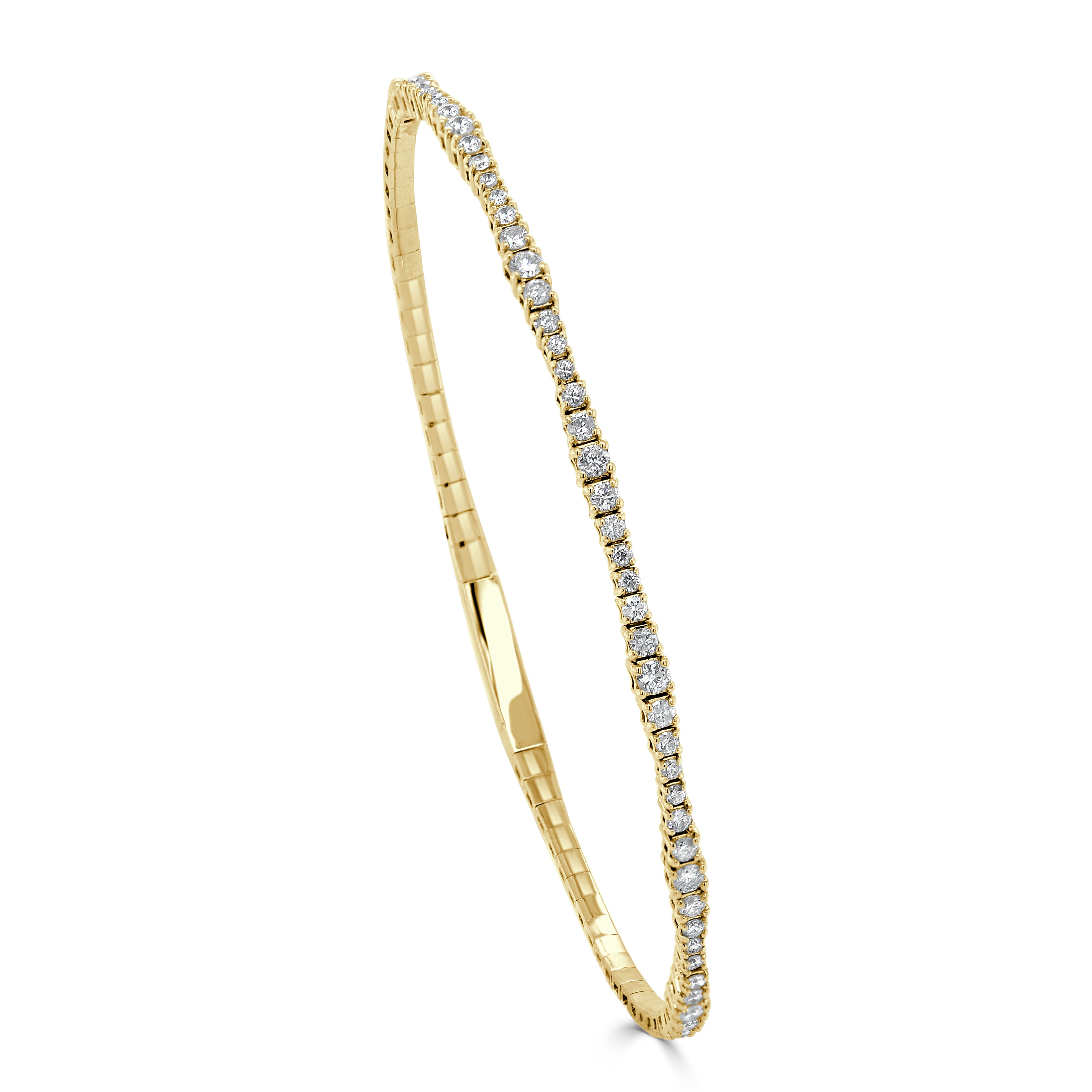 14k Gold & Diamond Flexible Bangle - 0.95ct