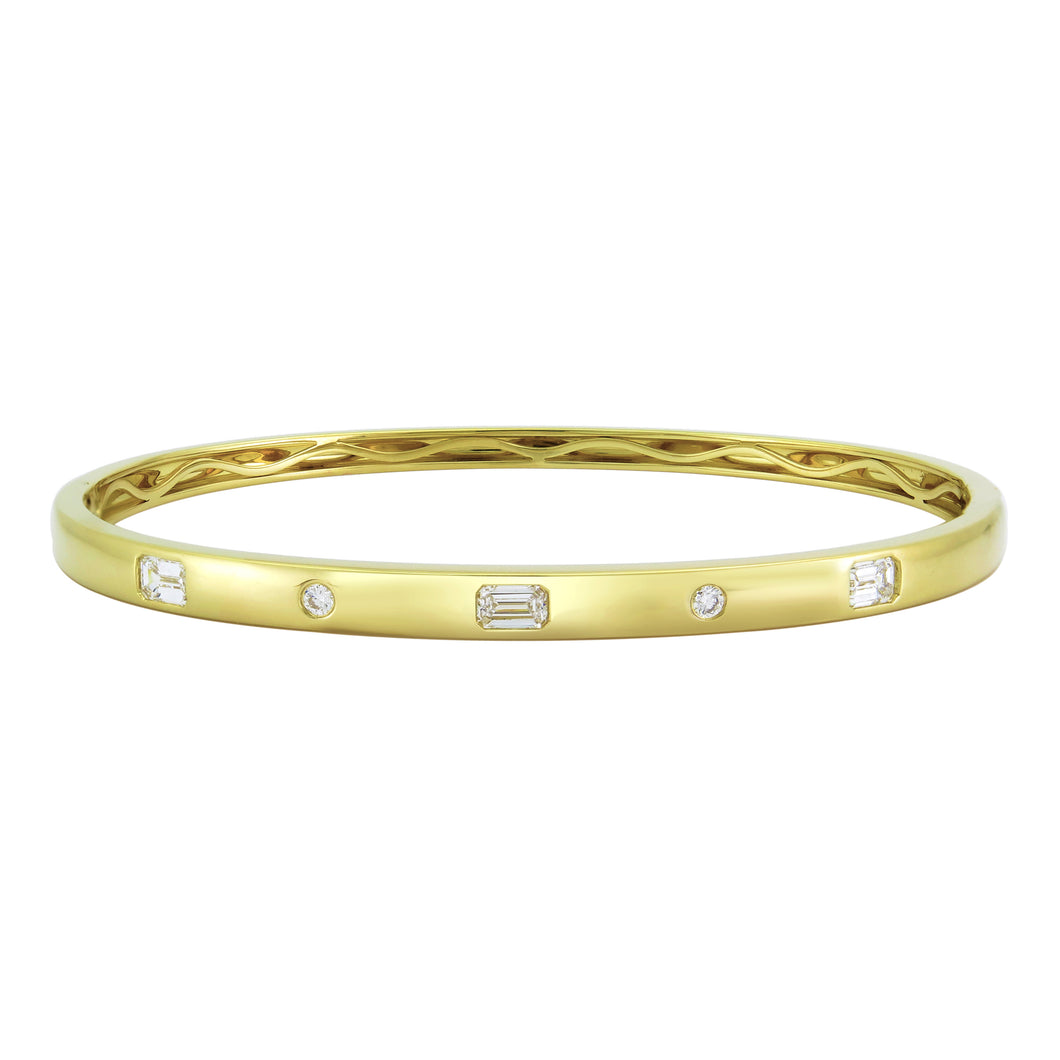 18k Gold & Fancy-Shape Diamond Bangle