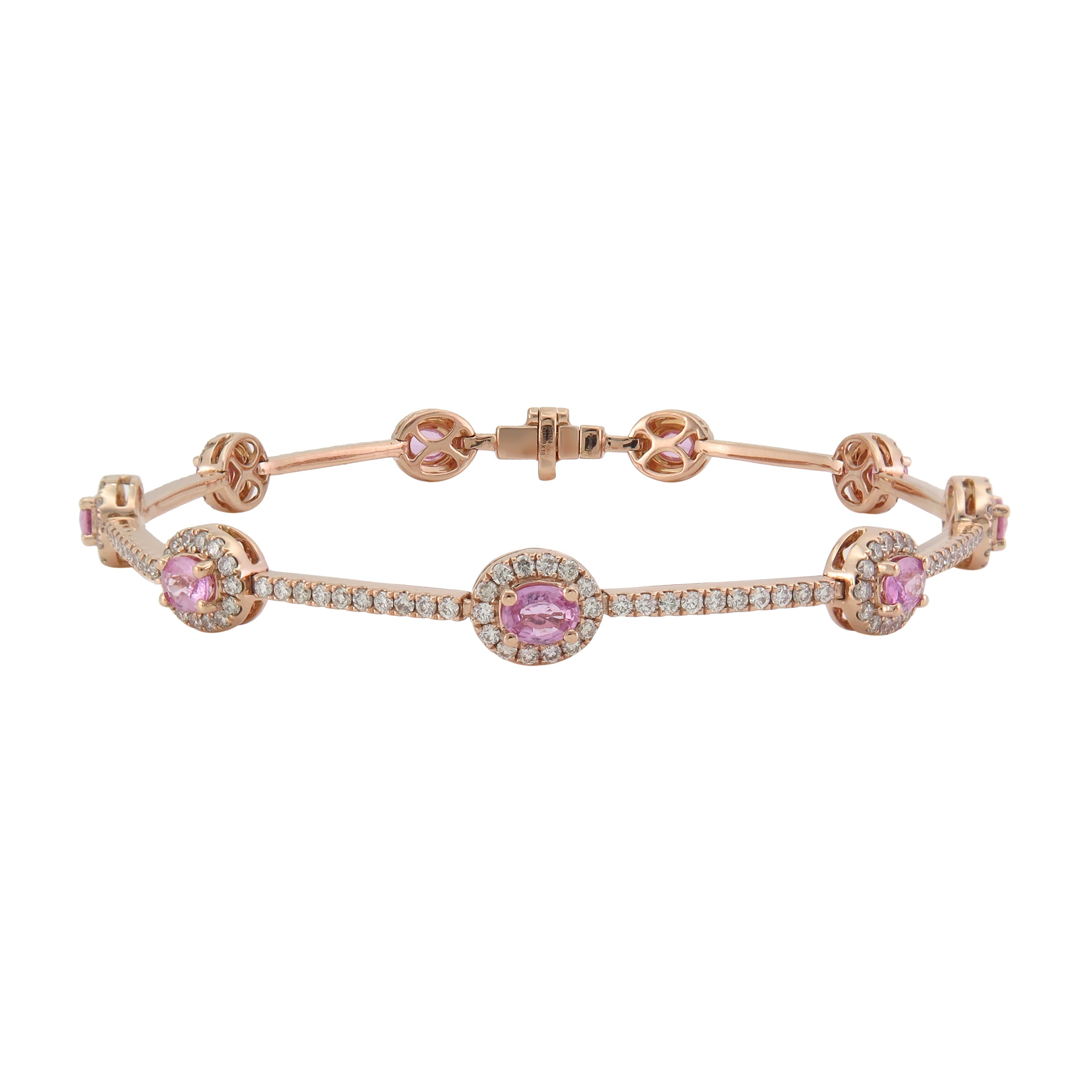 18K Gold Pink Sapphire & Diamond Bracelet