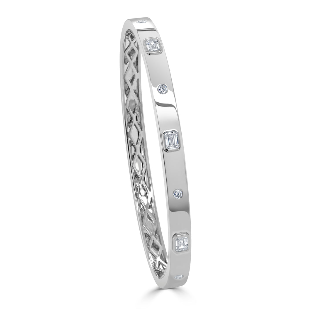 14k Gold & Fancy-Shape Diamond Bangle