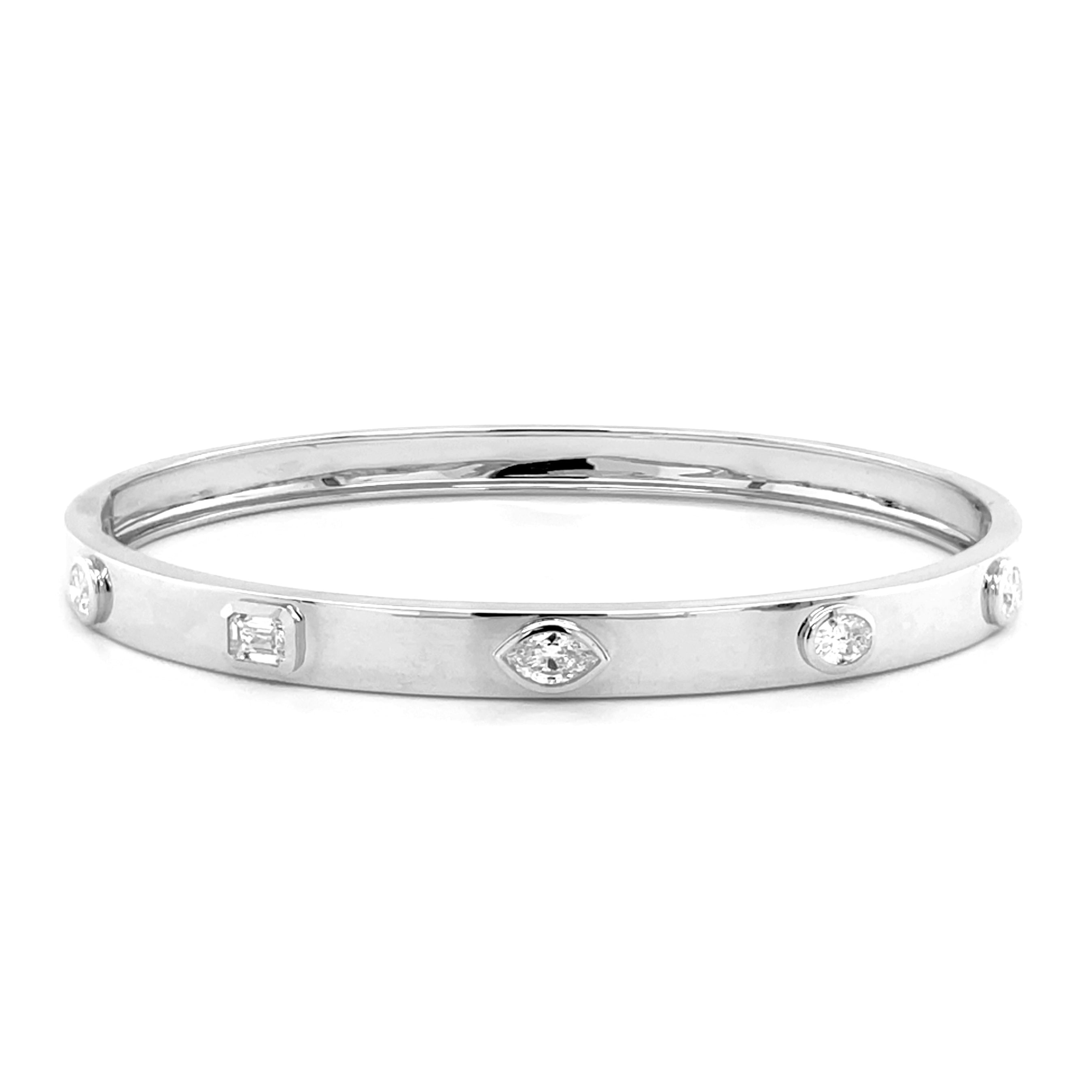 14k Gold & Fancy-Shape Diamond Bangle - 0.78