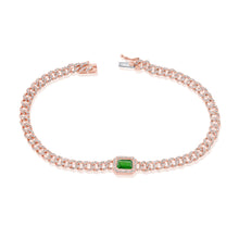 Load image into Gallery viewer, 14k Gold Diamond &amp; Green Emerald Link Bracelet
