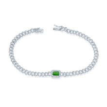 Load image into Gallery viewer, 14k Gold Diamond &amp; Green Emerald Link Bracelet