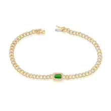 Load image into Gallery viewer, 14k Gold Diamond &amp; Green Emerald Link Bracelet