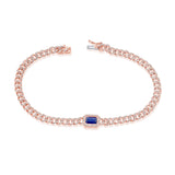 14k Gold Diamond & Sapphire Link Bracelet