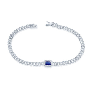 14k Gold Diamond & Sapphire Link Bracelet