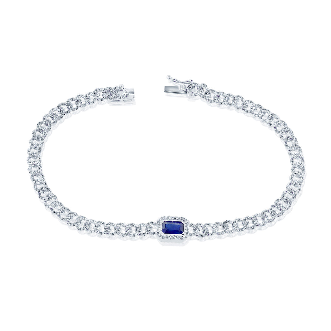 14k Gold Diamond & Sapphire Link Bracelet