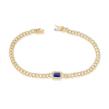 Load image into Gallery viewer, 14k Gold Diamond &amp; Sapphire Link Bracelet