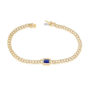 14k Gold Diamond & Sapphire Link Bracelet