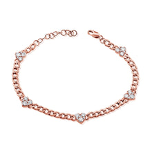 Load image into Gallery viewer, 14k Gold &amp; Diamond Heart Station Curb Link Bracelet