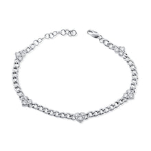 Load image into Gallery viewer, 14k Gold &amp; Diamond Heart Station Curb Link Bracelet