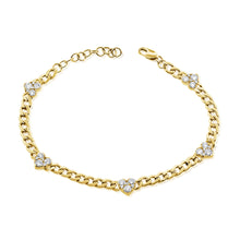 Load image into Gallery viewer, 14k Gold &amp; Diamond Heart Station Curb Link Bracelet