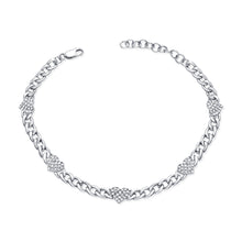 Load image into Gallery viewer, 14k Gold Diamond Heart Station Bracelet