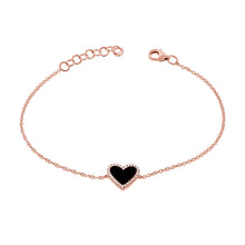 Load image into Gallery viewer, 14k Gold Diamond &amp; Black Agate Heart Bracelet