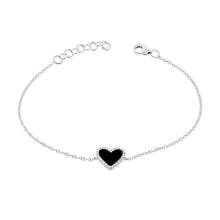 Load image into Gallery viewer, 14k Gold Diamond &amp; Black Agate Heart Bracelet
