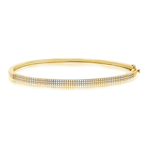 14k Gold & Diamond 3-Row Bangle
