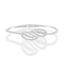 Load image into Gallery viewer, 14k Gold &amp; Diamond Leaf Bangle Bracelet