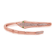 Load image into Gallery viewer, 14K Gold Diamond &amp; Tsavorite Snake Bangle